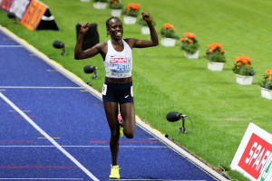 Lonah Chemtai Salpeter of Israel wins the women's 10,000m title at the 2018 European Athletics Championship in Berlin in 31:43.28 (photo by Jane Monti for Race Results Weekly)