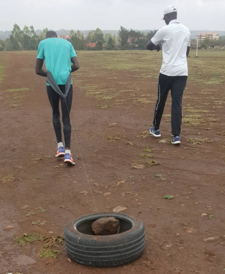 Resistance training, RAC-style (courtesy Timothy Cheruiyot Instagram)