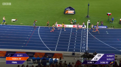 And held off a late charge from Lewandowski who went from 6th to 2nd in the closing meters