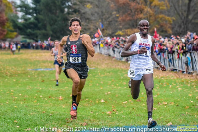 Fisher kicking with Alabama's Gilbert Kigen at NCAAs last year