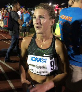 Shannon Osika after winning 2018 Hoka One One Long Island Mile in 4:29.91 (photo by David Monti for Race Results Weekly) 