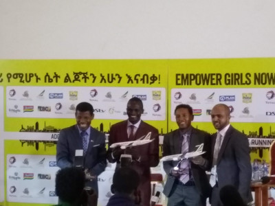 Geb, Kiprotich, Tadese, and Race Director Ayele