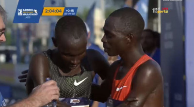 Kipserem (r) and Kiptum (l) after the race