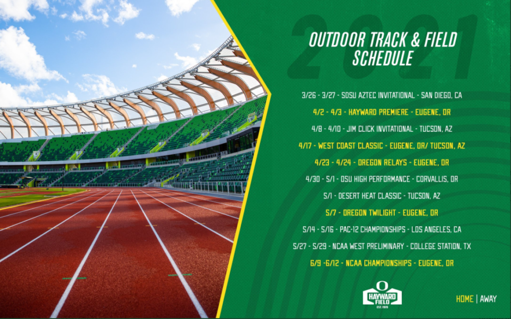 2021 Oregon Track and Field Schedule Released Hayward Field Will Open