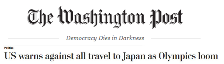 US Warns against all travel to Japan as Olympics loom - Washington Post