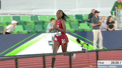 Mercy Chelengat on way to winning NCAA Track 10000m