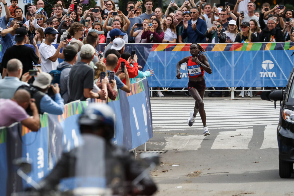 Sharon Lokedi Near the Finish 2022 TCS NYC Marathon