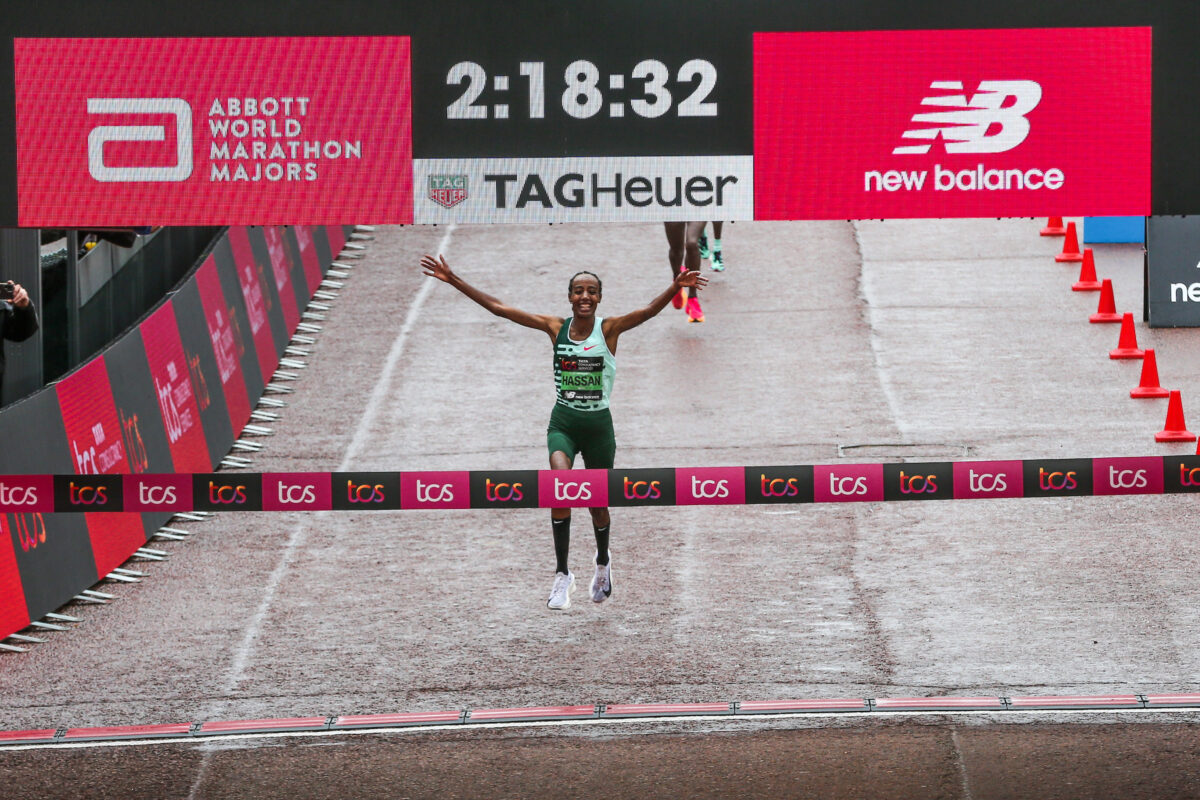 Sifan Hassan wins 2023 TCS London Marathon (photo by Kevin Morris)