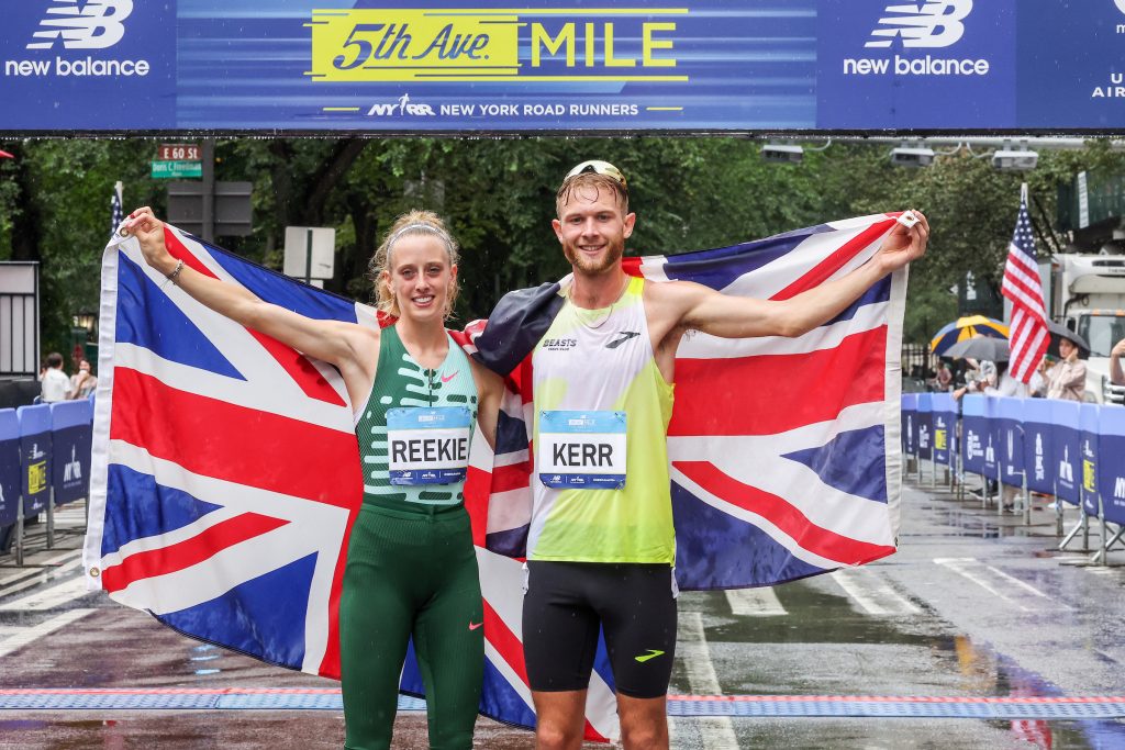 Josh Kerr and Jemma Reekie after 2023 5th Avenue Mile (Kevin Morris photo)