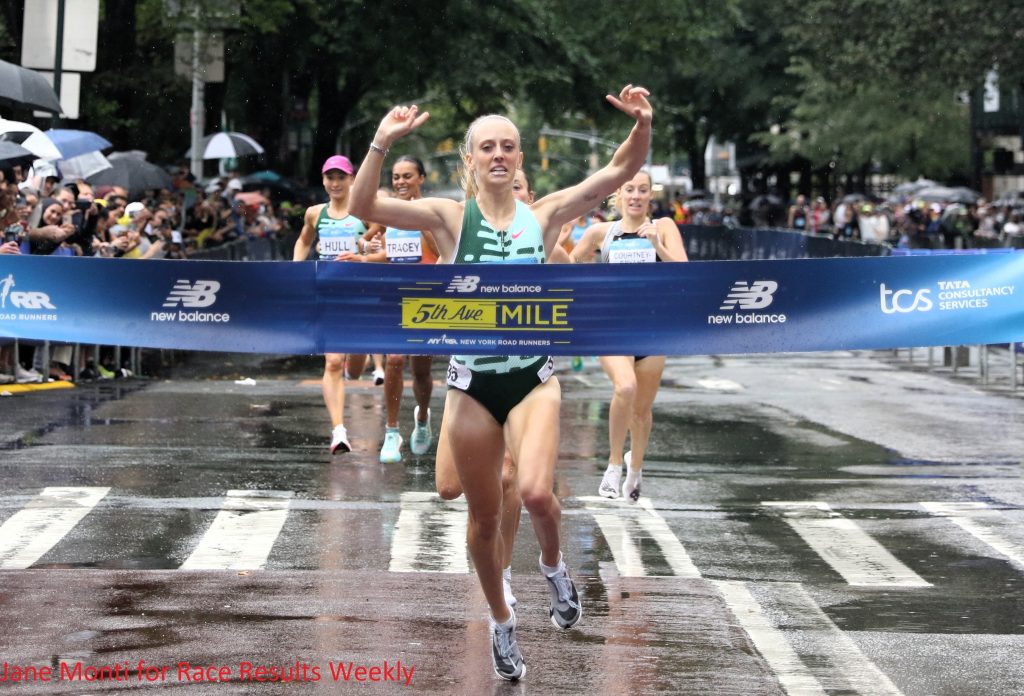 PHOTO: Josh Kerr wins the 2023 New Balance Fifth Avenue Mile in 3:47.9 (photo by Jane Monti for Race Results Weekly)